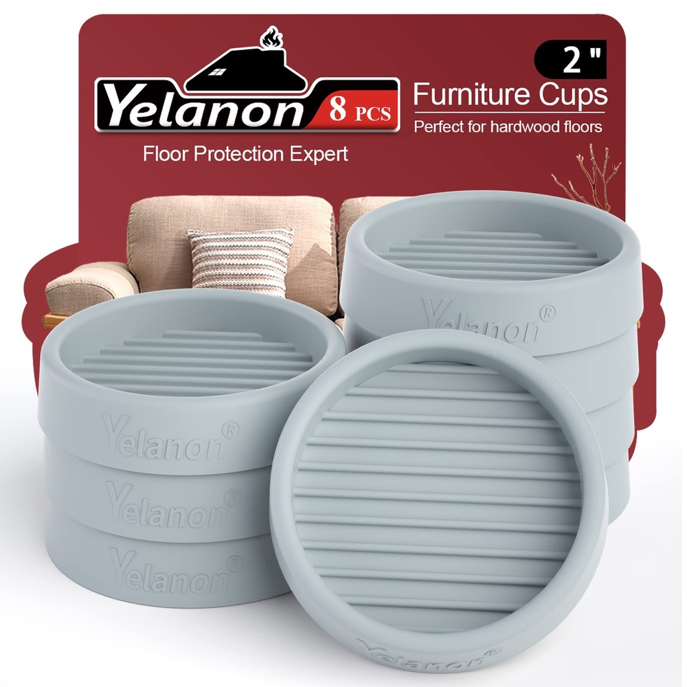 Furniture Coasters – 8 Pcs 2”Round Caster Cups 8pcs 2″ Round, Grey