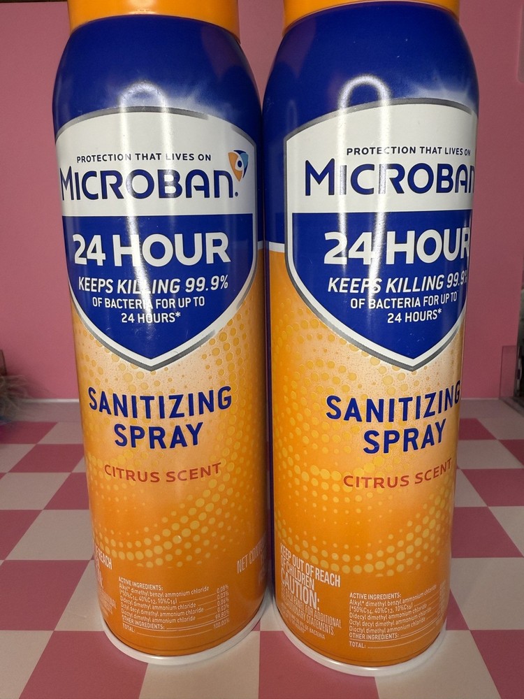 Microban 24 Hour Citrus Scent Disinfectant Sanitizing Spray 15 oz 2 Pack