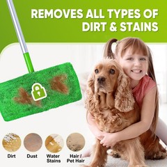 18-Pack Reusable Mop Coral Fleece 18p Sweeper Reusable(Green), Green-18 Pack