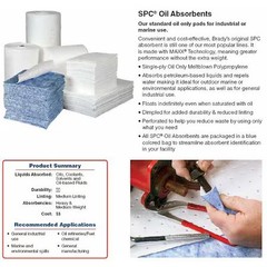 Brady-Sorbent Pad, 35 gal, 15 in x 19 in, Oil, White, 100 PK|24424