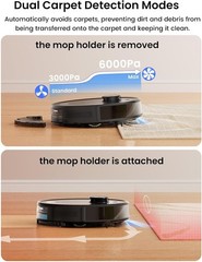 Lefant LiDAR Robot Vacuum and Mop Combo,75-Days Self-Emptying,6000Pa Black