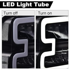 LED DRL Headlamps For Ford F250-F550 Super Duty 05-07 Clear Lens Black Housing