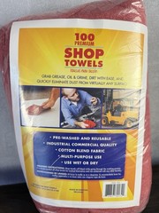 Bulk 100 Premium Red Shop Towels 12×14 Reusable Cotton Blend Industrial Cleaning