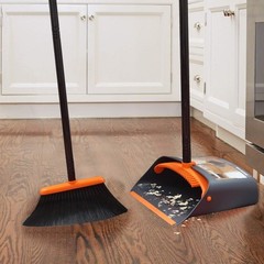 TreeLen Broom Dustpan Set 52 Inch Long Handle Upright for Home Office