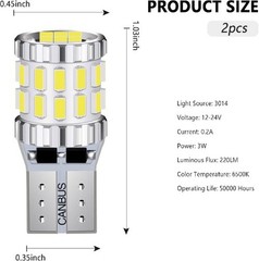 2PCS 194 LED Bulb White Super Bright Canbus 3014 30SMD W5W T10, for 12V License