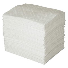 BRADY SPC ABSORBENTS OP100-2 Absorb Pad,Oil-Based Liquids,White,PK50 5TZW3