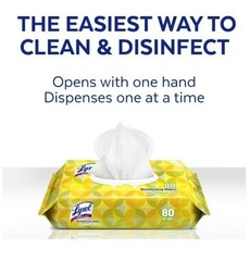 LYSOL Disinfecting Wipes Lemon & Lime 80 Count Flat Pack (single pack)