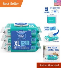 Extra Large Flushable Wipes | 40% Larger Wipes | 6.8″ x 7.5″ Unscented XL Adu…