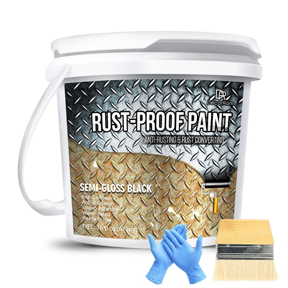 Rust Converter Paint – 16oz Water-Based Rust Reformer & Metal Primer, Semi-Gl…