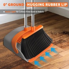 Upgraded Broom and Adjustable Length (Approx. 40–51 in.), Orange & Gray