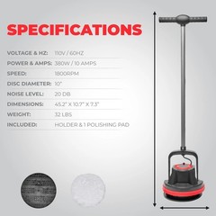 Multi-Surface 10” Heavy Duty Floor Polisher – Quick Clean, Kids & Pets Safe