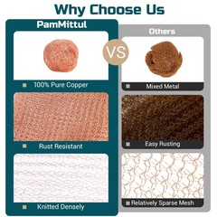 PamMittul Copper Mesh Rodent Control, 4in x 30ft x 30ft, Gold Brown