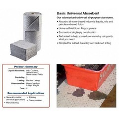 Brady Bru150 Sorbent Roll, 38 Gal, 30 In X 150 Ft, Universal, Gray,