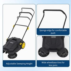 25.6″ Width Walk-behind Hand Push Floor Sweeper with 5 Gallon Waste Container