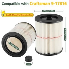 9-17816 Red Stripe Vacuum Cartridge Filter 8.5 H x 6.5 W inch,