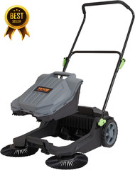 Manual Walk-Behind Floor Sweeper 25.6 Inch 5 Gallon Dust Bin Folding Handle