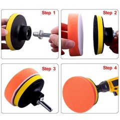 SIQUK 16 Pieces 3 Inch Buffing Pads 3 Inch, Orange,Yellow,White,Blue,Black