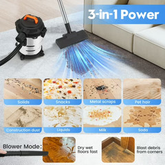RELOIVE RELOIVE459312 Wet Dry Vacuum,4.5 Gallon 2000W 6.5 Peak HP,3-in-1