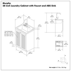 Murphy All-In-One 28-inch Laundry Utility Sink and Cabinet in Pure white