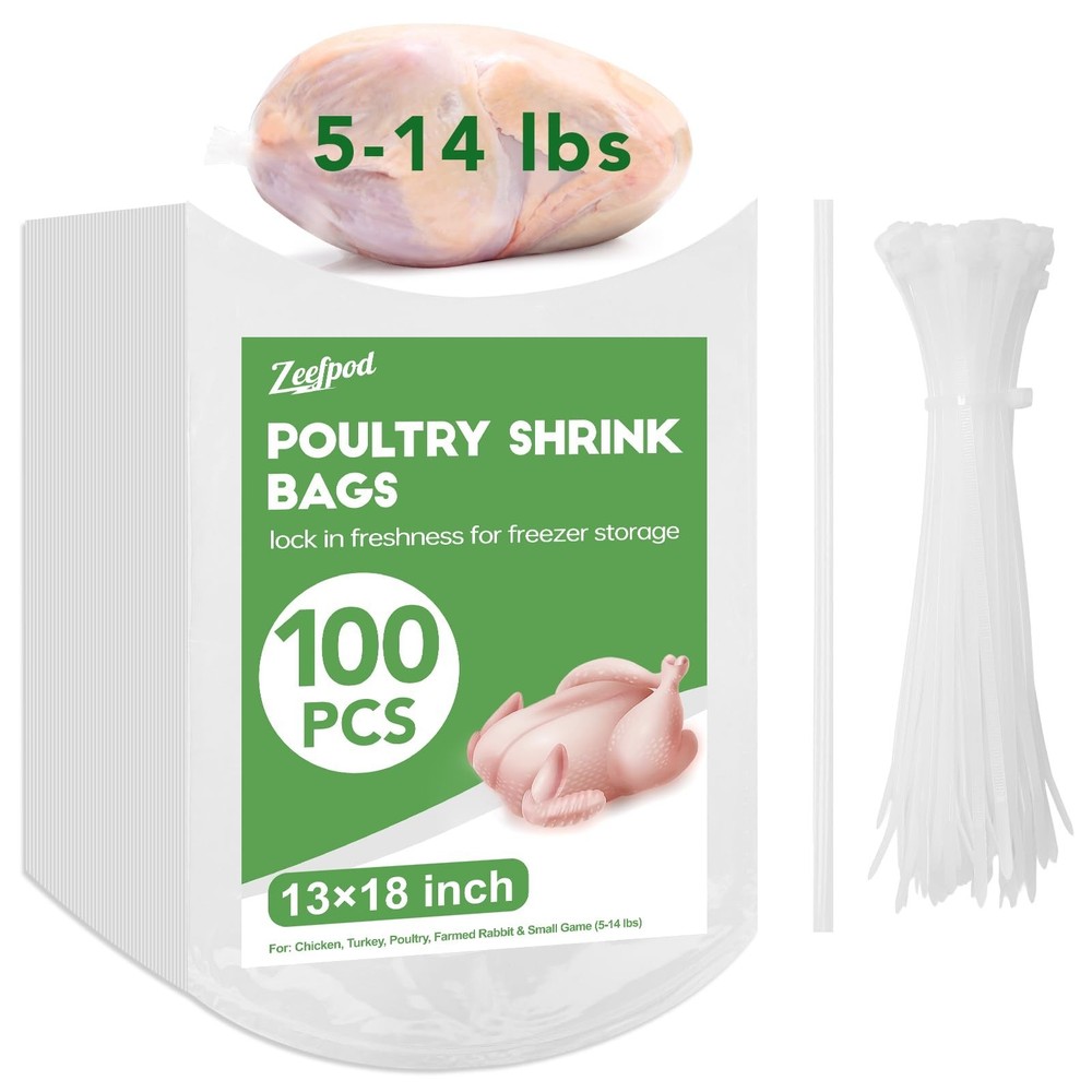Poultry Shrink Bags,100 Pack,13x18Inches Clear Poultry Heat Shrink Wrap Chick…