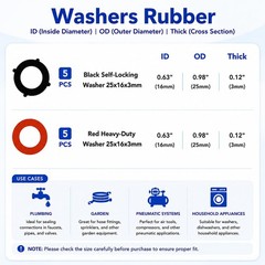 90 PCS 8 Sizes Rubber Garden Hose Washers, Fits black, brown, orange