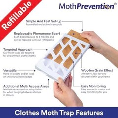 Natural Odor-Free Moth Traps Clothes Closets Refillable 3-Pack Pheromone Modern