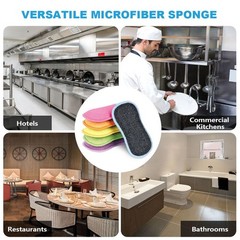HOMEXCEL 12 Pack Multi-Purpose Scrub Sponges 6.3 x 3.5x 0.78 inch, Multicolor