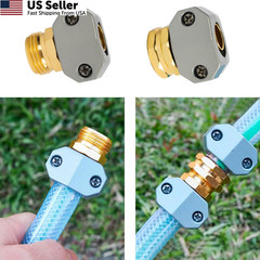 Hourleey Garden Hose Repair Kit, 2 Sets Aluminum Alloy 2 Set, Silver, Gold