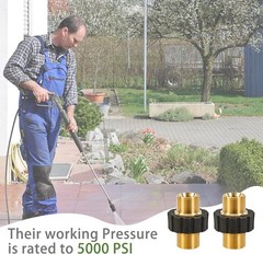 Pressure Washer Adapter Set, M22-14mm Male Fitting to 14mm, Gold, Black