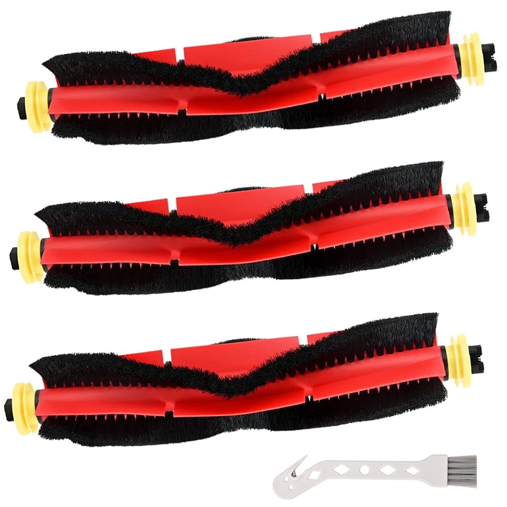 3 Pack Roborock Main Brushes Replacement Parts – 3 Pack, Red, Yellow, Black