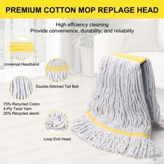 KeFanta 3 Pack Heavy Duty Commercial Mop Head Replacement,Wet Industrial Cott…