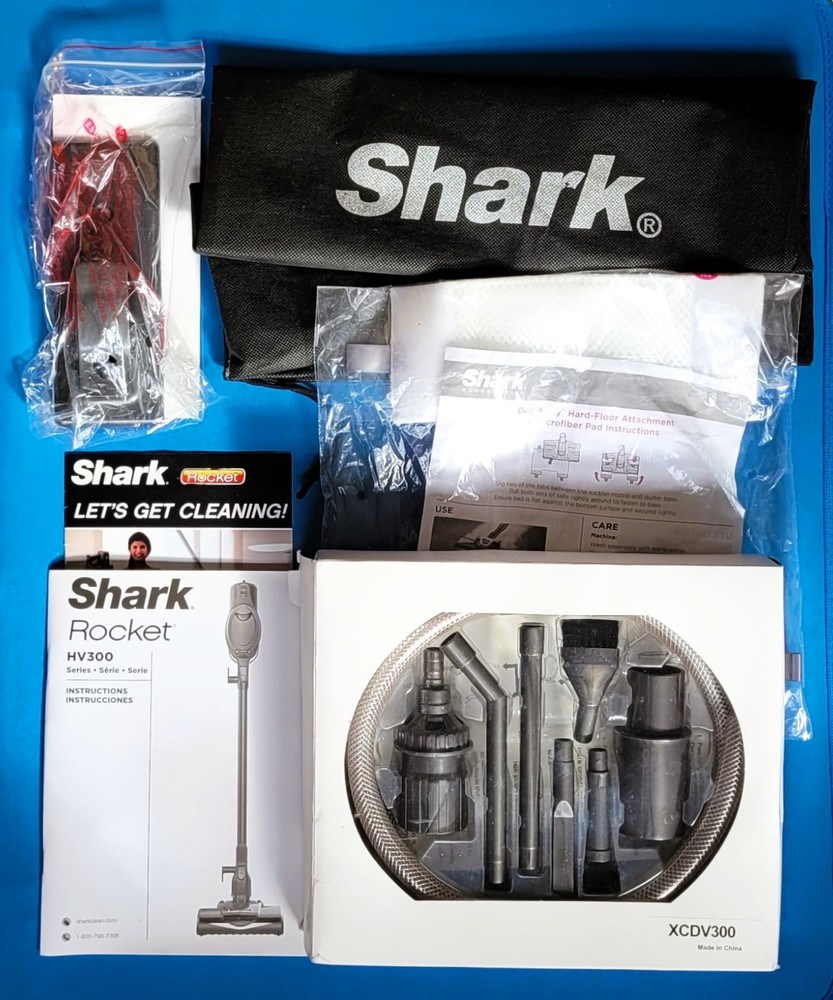 XCDV300 Shark Vacuum Cleaner Attachment Set Hose Nozzles Brush Pad Hook Manual