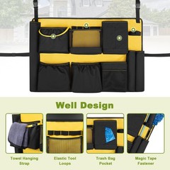 32-55 Gallon Trash Can Caddy Bag, Garbage Bin Apron Caddy with Multiple Pocke…