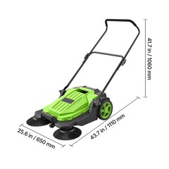 Uimoso Manual Push Floor Sweeper with 25.6″ Sweeping Width for Walk-Behind Use