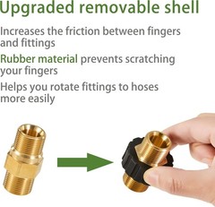 Pressure Washer Adapter Set, M22-14mm Male Fitting to 14mm, Gold, Black