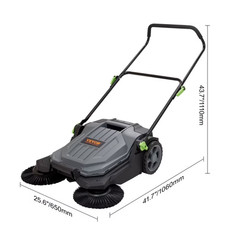 VEVOR Walk-behind Hand Push Floor Sweeper 25.6″ Width 5 Gallon Waste Container