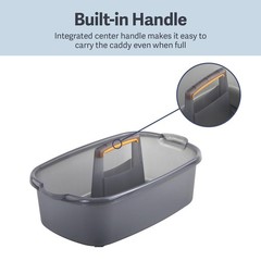 Storage Caddy For Bathroom Kitchen, 1.85 Gallon Plastic Container, Gray Orange