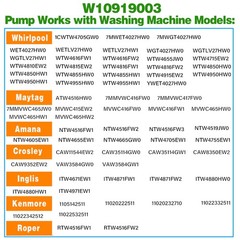 W10919003 W10775446 Washer Drain Pump Compatible With W10919003, White