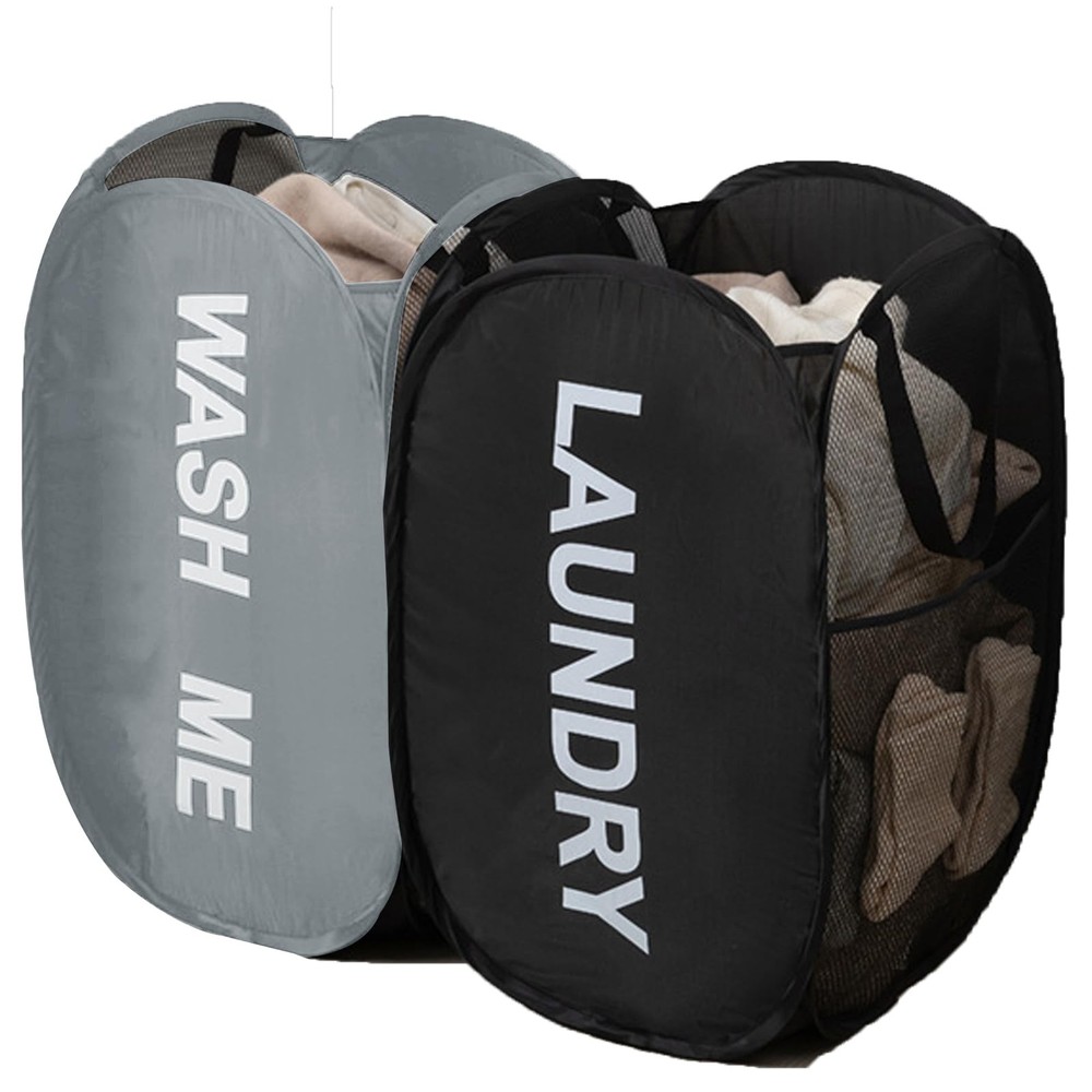Aplter Collapsible Mesh Pop Up Laundry 13 x 13 x 22.8 inches, Black + Grey
