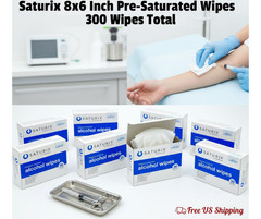 Saturix 8×6 Inch Pre-Saturated Alcohol Wipes 30-Pack Medical Cleaning Set of 10