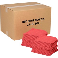Global Industrial 25 Lb. Box 100% Cotton Shop Towels Red