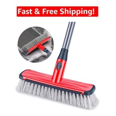 Ergonomic Long Handle Cleaning Brush – 2-in-1 Floor Scrubber for Home & Garage