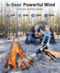 Compressed Air Duster-310,000RPM Cordless Air Blower with LED Light, 4 Gear A…