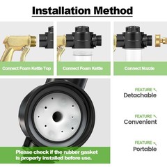 High Pressure Garden Hose Nozzle with Soap Dispenser, Adjustable Foam Gold