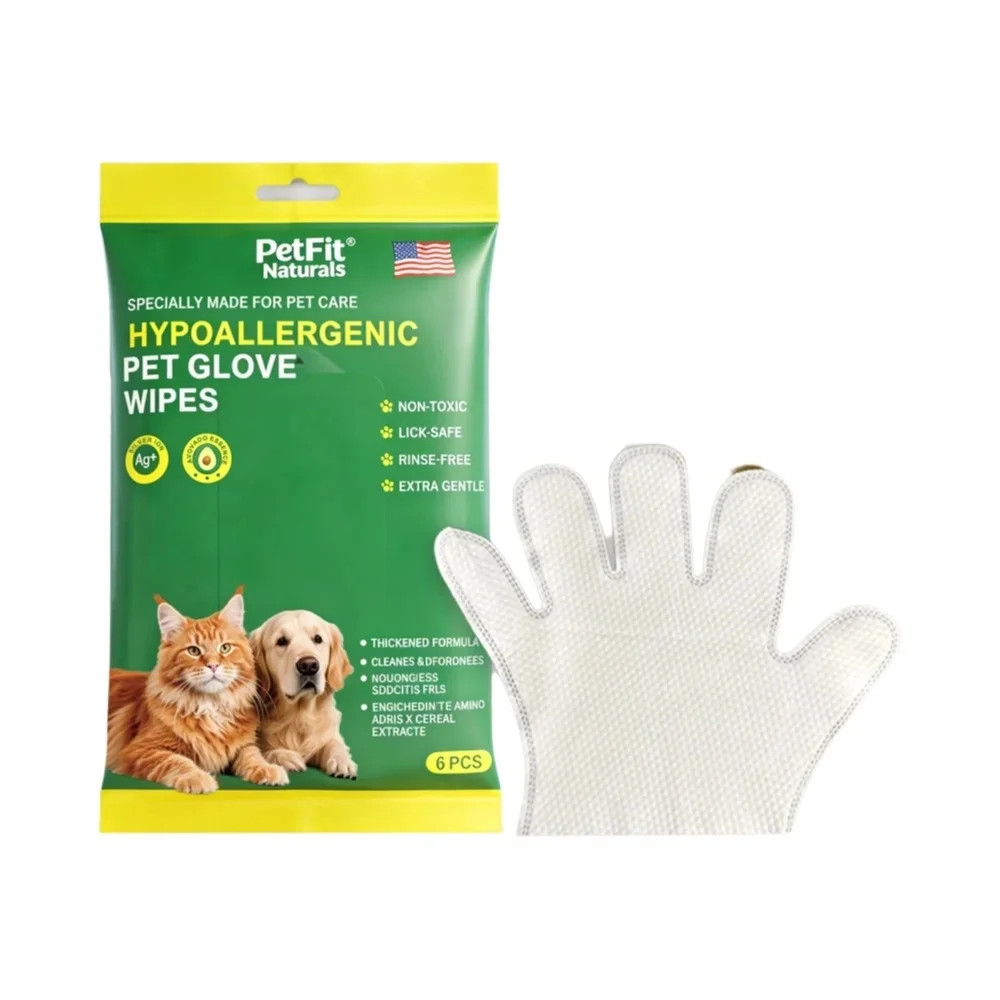 6Pcs Thick Pet Wipes Gloves Disposable Deep Cleaning Supplies for Dog Cat