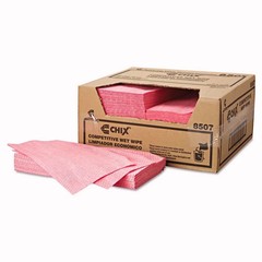 Chix 8507 11.5 in. x 24 in. Wet Wipes – White/Pink (200/Carton) New