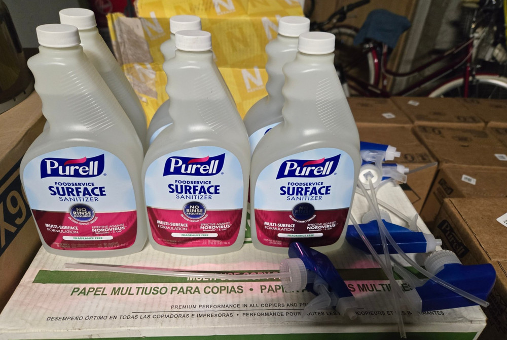 NEW Case of (6) 32oz Purell Fragrance Free Food Surface Sanitizer Spray Bottles