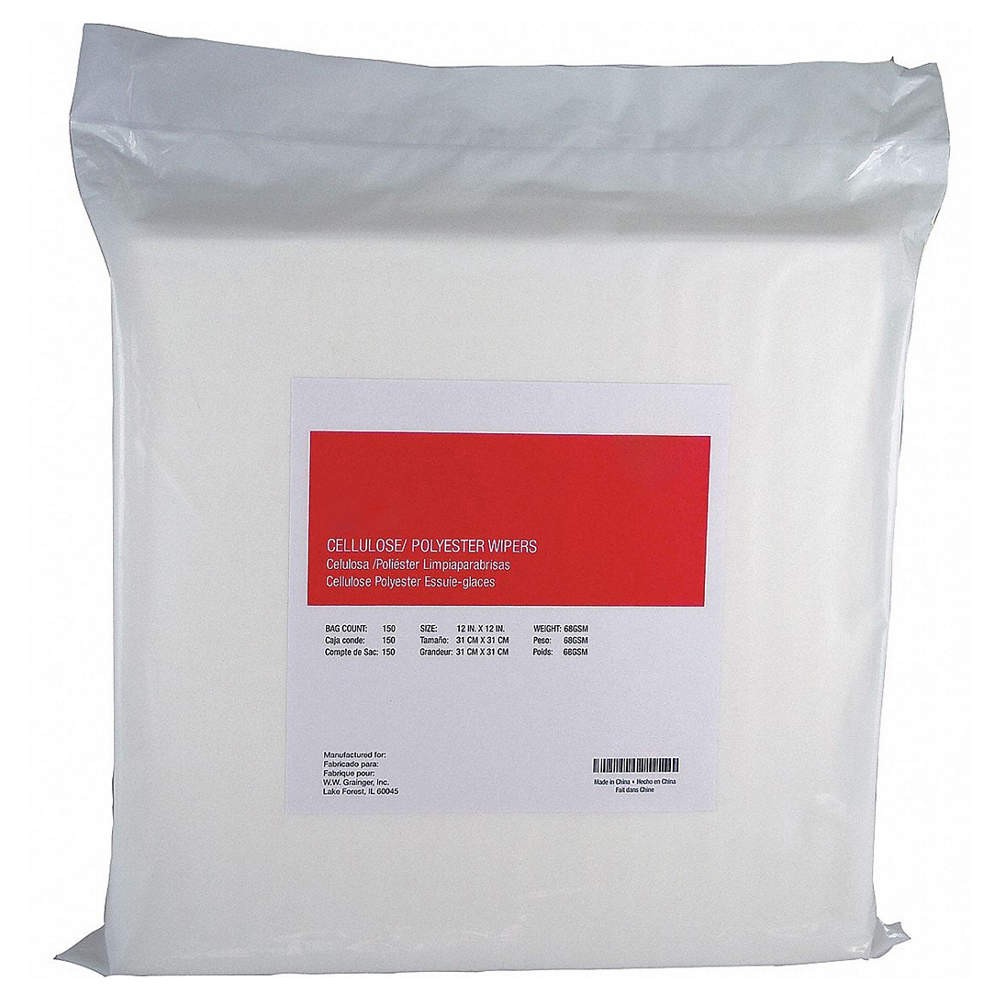 GRAINGER 30N524 Dry Wipe,12″ x 12″,White 30N524