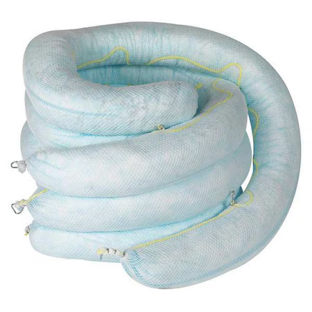 Brady-Sorbent Boom, 65 gal, 8 in x 10 ft, Oil, Blue, 4 PK|122949