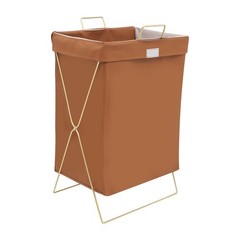 Brown + Gold Laundry Hamper X-Frame Laundry Basket Dirty Clothes Basket w/Lid